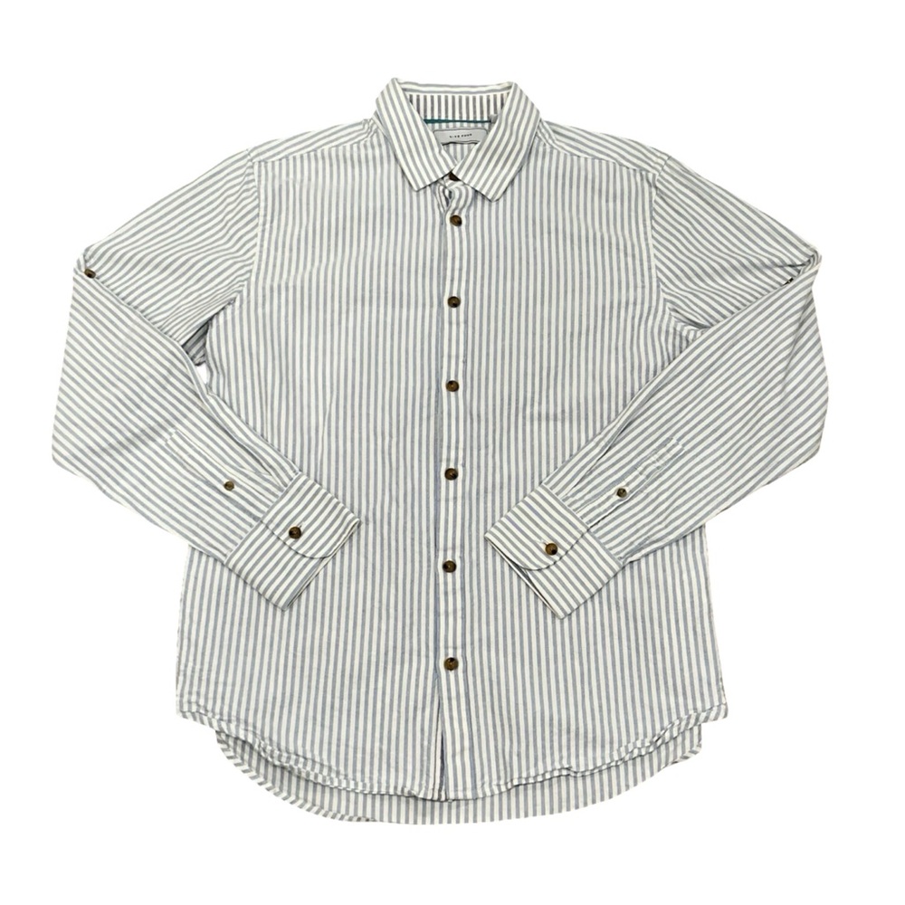 Five Four Blue & White Striped Button Down Shirt Fisherman Ivy League Preppy
